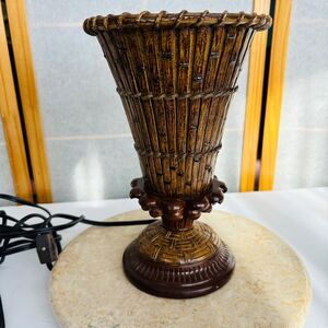 Vintage Ceramic Lamp Bamboo Asian‎ Design  Mid Century Wood MCM